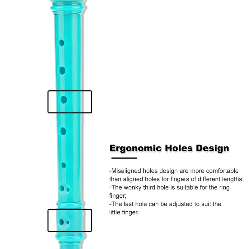 ENGIEGEE SJOYS ENGIEGEE 8-Hole Soprano Descant Recorder Kids Music Flute with Cleaning Rod & Case Bag For School Student Home Entertainment Green - Image 5
